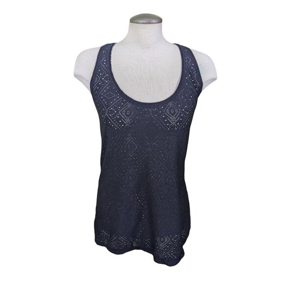 Old Navy Active Womens M Tank Top Black Perforated Pullover Athletic Sleeveless - Picture 1 of 7